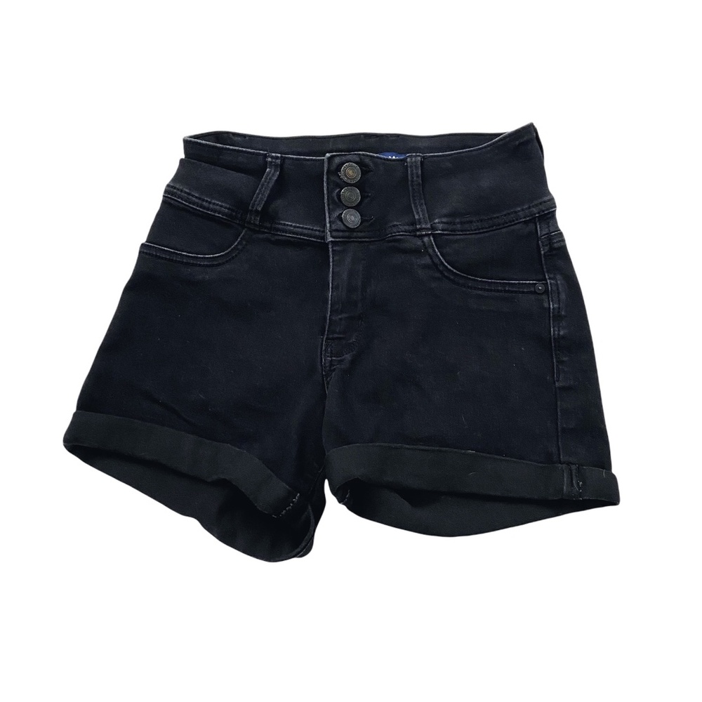 Wallflower Black Wash High Waist Exposed Buttons Jean Denim Shorts 3